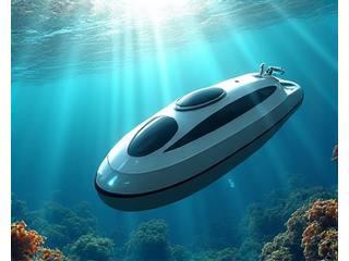 Robô subaquático coletando dados para pesquisa oceanográfica