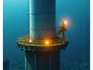 ROV inspecionando uma turbina eólica offshore