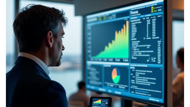 Pessoa usando tablet com interface para gestão de dados marítimos