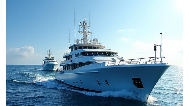 Frota pesqueira moderna navegando