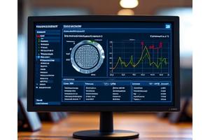 Gráfico de manutenção preditiva em um monitor, mostrando a saúde do equipamento