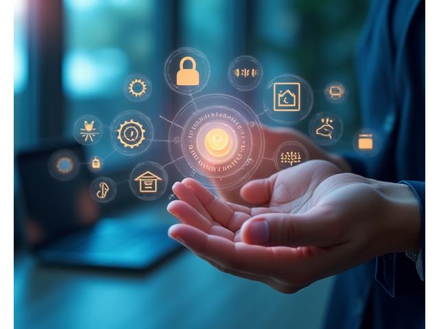 Mãos segurando um tablet com ícones de privacidade e gestão de dados, simbolizando o controlo do utilizador sobre suas informações.