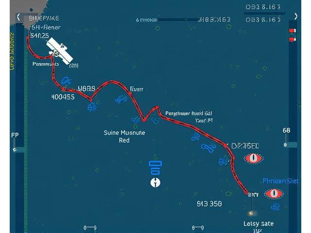 Representação visual de spoofing de GPS com um mapa digital exibindo um navio com sua rota legítima desviada por um sinal malicioso, destacando a vulnerabilidade dos sistemas de navegação.