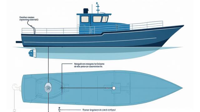 Diagrama de instalação esquemático do sistema de sonar Navegante em um navio