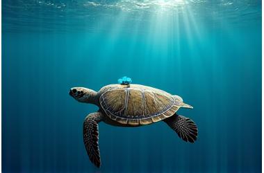 Gráfico de rastreamento de tartarugas marinhas sobre a superfície do oceano